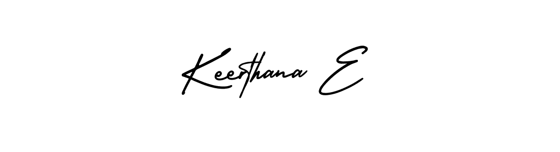 The best way (AmerikaSignatureDemo-Regular) to make a short signature is to pick only two or three words in your name. The name Keerthana E include a total of six letters. For converting this name. Keerthana E signature style 3 images and pictures png