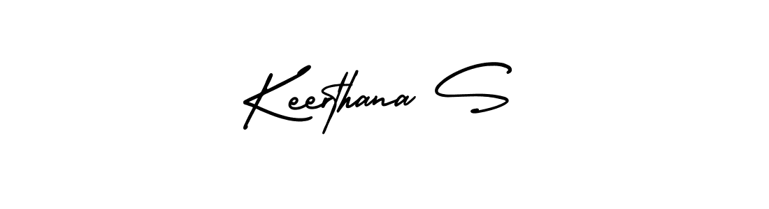 You should practise on your own different ways (AmerikaSignatureDemo-Regular) to write your name (Keerthana S) in signature. don't let someone else do it for you. Keerthana S signature style 3 images and pictures png
