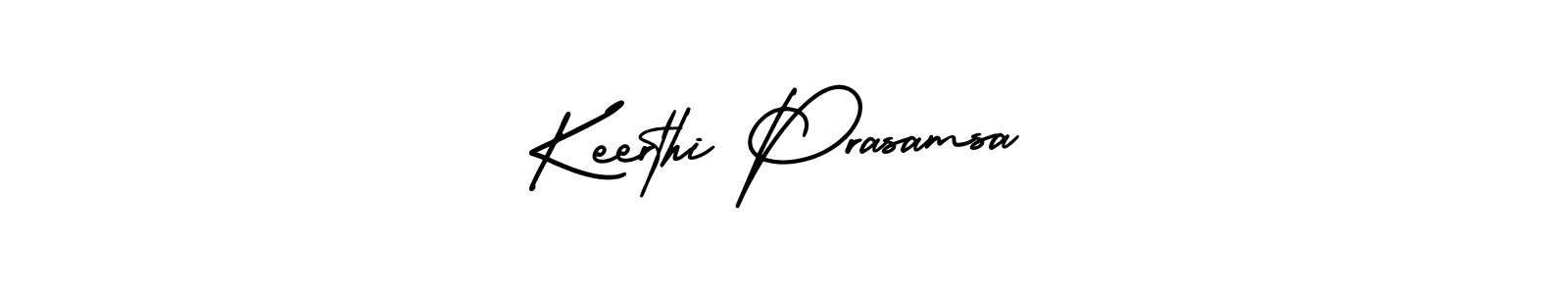 The best way (AmerikaSignatureDemo-Regular) to make a short signature is to pick only two or three words in your name. The name Keerthi Prasamsa include a total of six letters. For converting this name. Keerthi Prasamsa signature style 3 images and pictures png