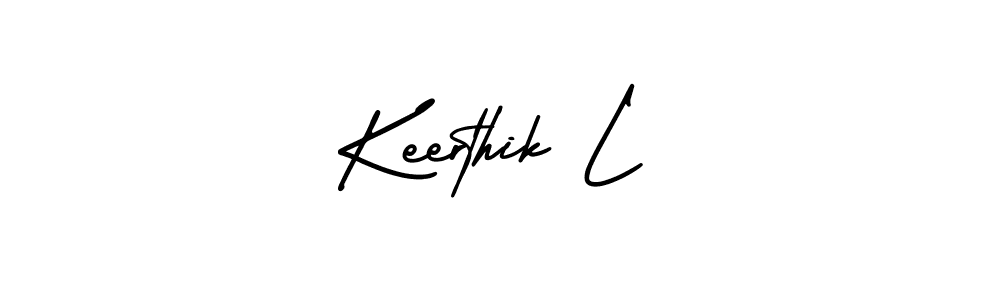 Use a signature maker to create a handwritten signature online. With this signature software, you can design (AmerikaSignatureDemo-Regular) your own signature for name Keerthik L. Keerthik L signature style 3 images and pictures png