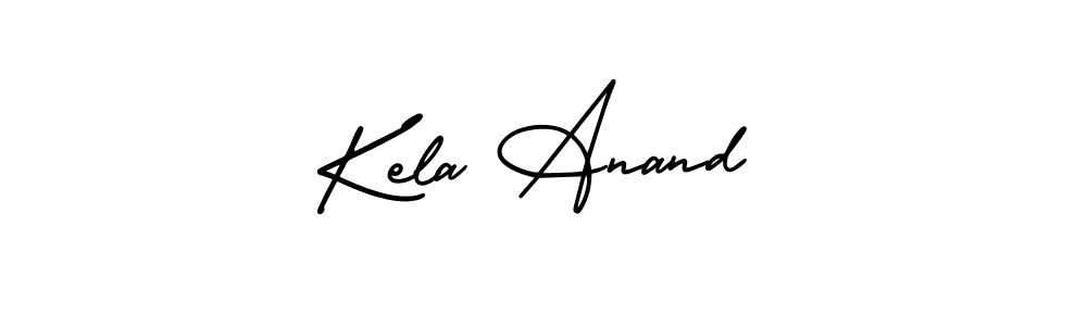 You should practise on your own different ways (AmerikaSignatureDemo-Regular) to write your name (Kela Anand) in signature. don't let someone else do it for you. Kela Anand signature style 3 images and pictures png