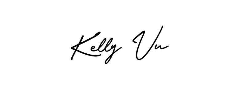 You should practise on your own different ways (AmerikaSignatureDemo-Regular) to write your name (Kelly Vu) in signature. don't let someone else do it for you. Kelly Vu signature style 3 images and pictures png