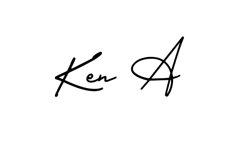 You should practise on your own different ways (AmerikaSignatureDemo-Regular) to write your name (Ken A) in signature. don't let someone else do it for you. Ken A signature style 3 images and pictures png