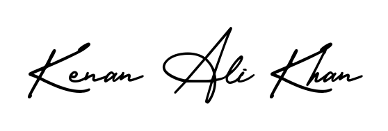 A classic penmanship look for Kenan Ali Khan. The AmerikaSignatureDemo-Regular font brings timeless elegance and confidence to every signed document. Kenan Ali Khan signature style 3 images and pictures png