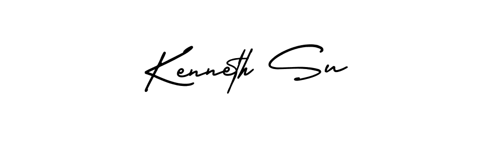 How to make Kenneth Su name signature. Use AmerikaSignatureDemo-Regular style for creating short signs online. This is the latest handwritten sign. Kenneth Su signature style 3 images and pictures png