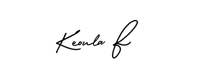 You should practise on your own different ways (AmerikaSignatureDemo-Regular) to write your name (Keoula F) in signature. don't let someone else do it for you. Keoula F signature style 3 images and pictures png