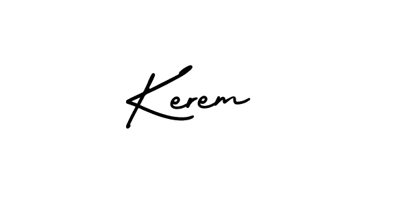 You should practise on your own different ways (AmerikaSignatureDemo-Regular) to write your name (Kerem ) in signature. don't let someone else do it for you. Kerem  signature style 3 images and pictures png