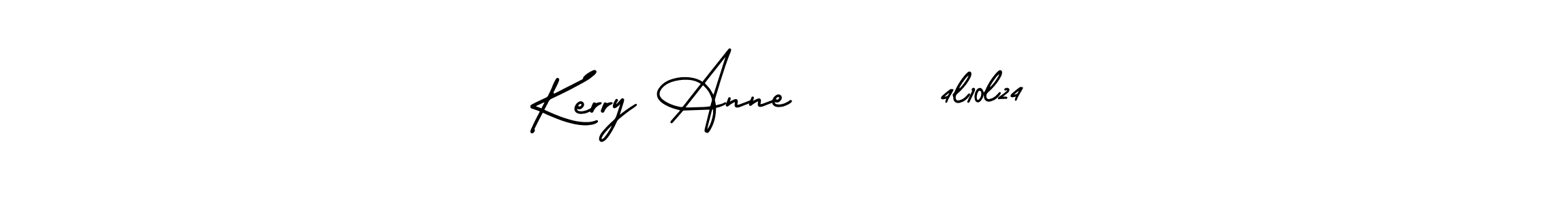 The best way (AmerikaSignatureDemo-Regular) to make a short signature is to pick only two or three words in your name. The name Kerry Anne      4l10l24 include a total of six letters. For converting this name. Kerry Anne      4l10l24 signature style 3 images and pictures png