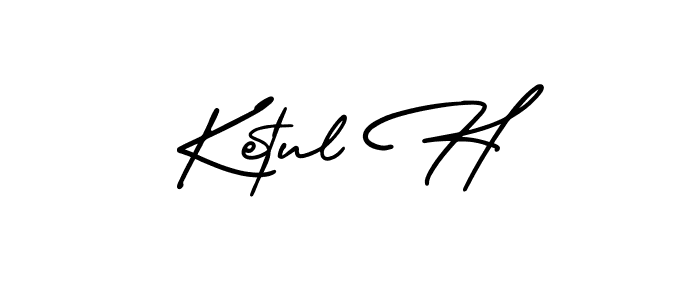 if you are searching for the best signature style for your name Ketul H. so please give up your signature search. here we have designed multiple signature styles  using AmerikaSignatureDemo-Regular. Ketul H signature style 3 images and pictures png