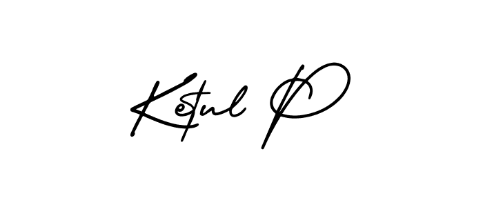 Design your own signature with our free online signature maker. With this signature software, you can create a handwritten (AmerikaSignatureDemo-Regular) signature for name Ketul P. Ketul P signature style 3 images and pictures png