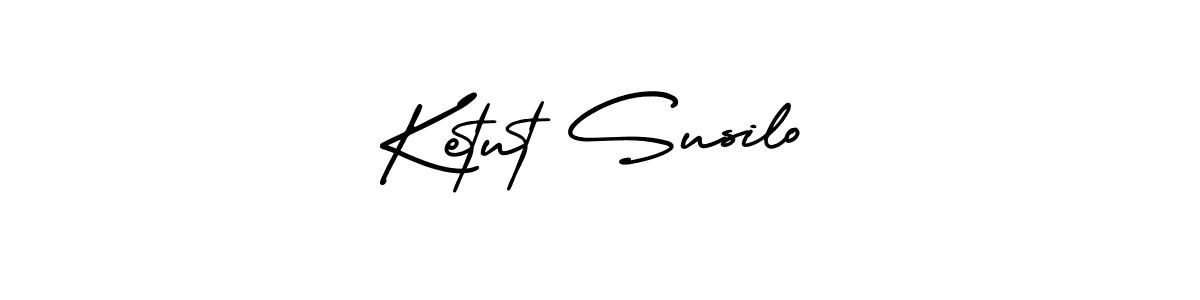 You should practise on your own different ways (AmerikaSignatureDemo-Regular) to write your name (Ketut Susilo) in signature. don't let someone else do it for you. Ketut Susilo signature style 3 images and pictures png