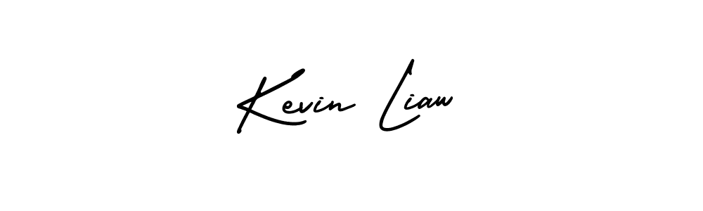 You should practise on your own different ways (AmerikaSignatureDemo-Regular) to write your name (Kevin Liaw) in signature. don't let someone else do it for you. Kevin Liaw signature style 3 images and pictures png