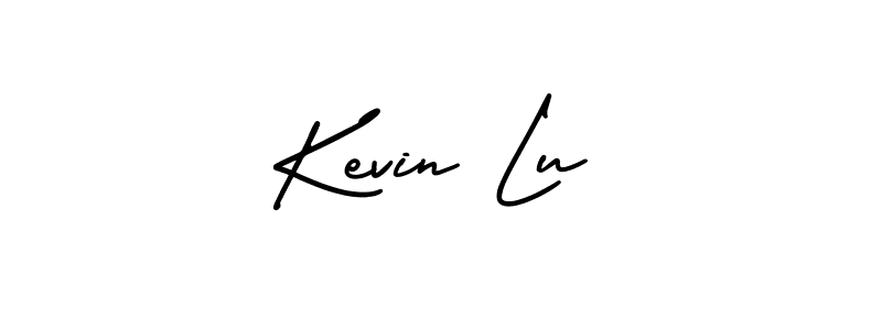 You should practise on your own different ways (AmerikaSignatureDemo-Regular) to write your name (Kevin Lu) in signature. don't let someone else do it for you. Kevin Lu signature style 3 images and pictures png