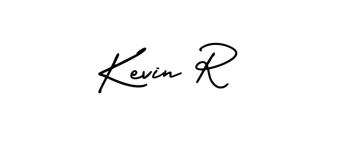 How to make Kevin R name signature. Use AmerikaSignatureDemo-Regular style for creating short signs online. This is the latest handwritten sign. Kevin R signature style 3 images and pictures png