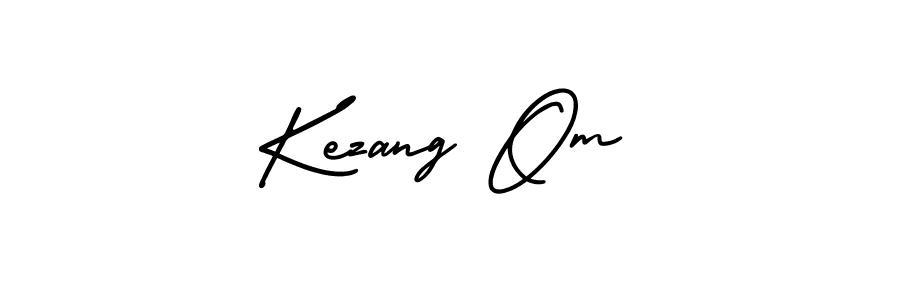 You should practise on your own different ways (AmerikaSignatureDemo-Regular) to write your name (Kezang Om) in signature. don't let someone else do it for you. Kezang Om signature style 3 images and pictures png