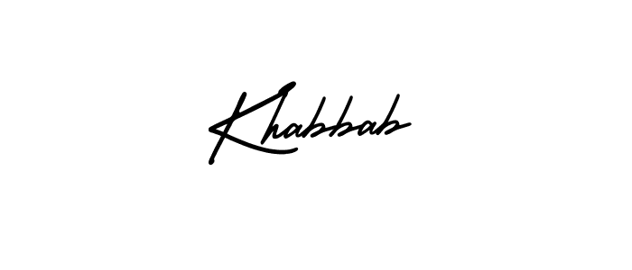 The best way (AmerikaSignatureDemo-Regular) to make a short signature is to pick only two or three words in your name. The name Khabbab include a total of six letters. For converting this name. Khabbab signature style 3 images and pictures png