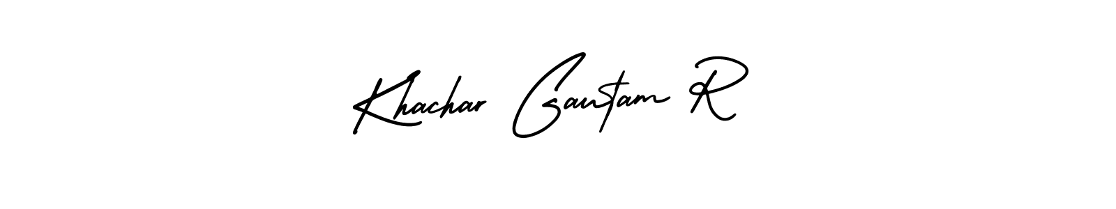 This is the best signature style for the Khachar Gautam R name. Also you like these signature font (AmerikaSignatureDemo-Regular). Mix name signature. Khachar Gautam R signature style 3 images and pictures png