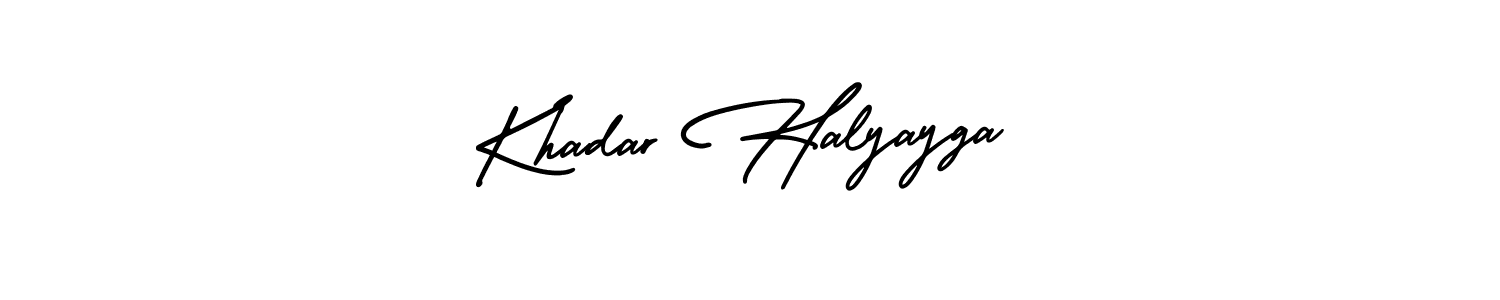 This is the best signature style for the Khadar Halyayga name. Also you like these signature font (AmerikaSignatureDemo-Regular). Mix name signature. Khadar Halyayga signature style 3 images and pictures png