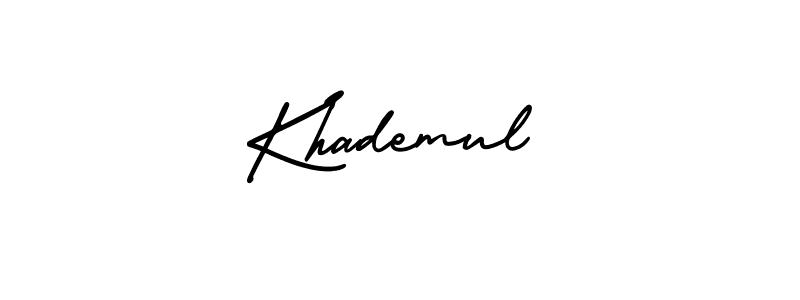 Use a signature maker to create a handwritten signature online. With this signature software, you can design (AmerikaSignatureDemo-Regular) your own signature for name Khademul. Khademul signature style 3 images and pictures png