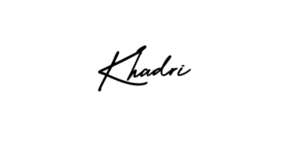 Use a signature maker to create a handwritten signature online. With this signature software, you can design (AmerikaSignatureDemo-Regular) your own signature for name Khadri. Khadri signature style 3 images and pictures png