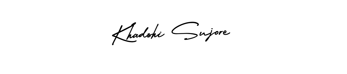 This is the best signature style for the Khadshi Sujore name. Also you like these signature font (AmerikaSignatureDemo-Regular). Mix name signature. Khadshi Sujore signature style 3 images and pictures png