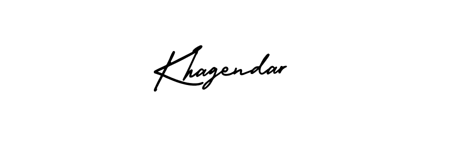 You should practise on your own different ways (AmerikaSignatureDemo-Regular) to write your name (Khagendar) in signature. don't let someone else do it for you. Khagendar signature style 3 images and pictures png