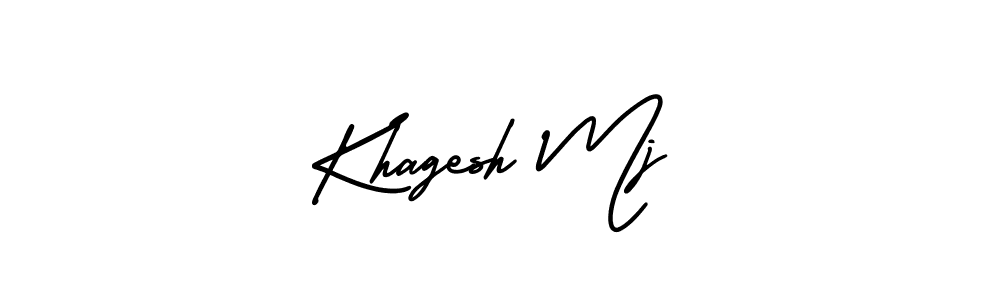 You should practise on your own different ways (AmerikaSignatureDemo-Regular) to write your name (Khagesh Mj) in signature. don't let someone else do it for you. Khagesh Mj signature style 3 images and pictures png