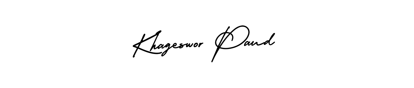 How to make Khageswor Paud name signature. Use AmerikaSignatureDemo-Regular style for creating short signs online. This is the latest handwritten sign. Khageswor Paud signature style 3 images and pictures png