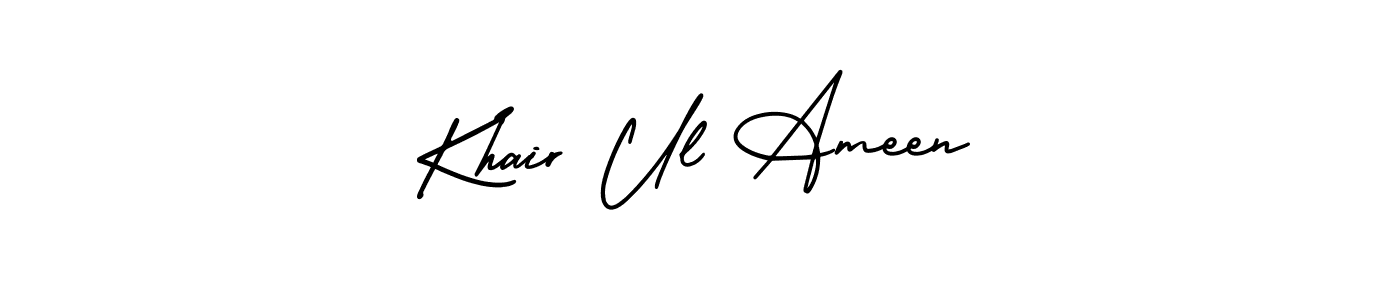 Check out images of Autograph of Khair Ul Ameen name. Actor Khair Ul Ameen Signature Style. AmerikaSignatureDemo-Regular is a professional sign style online. Khair Ul Ameen signature style 3 images and pictures png