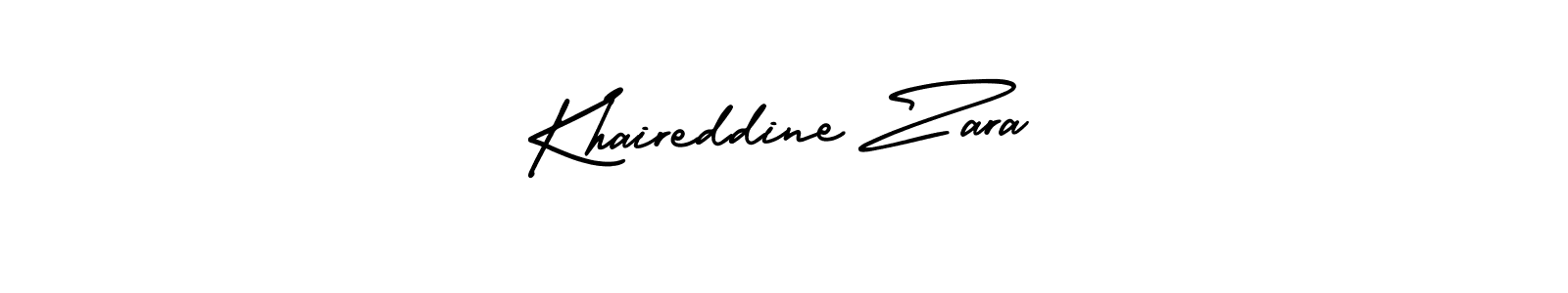 It looks lik you need a new signature style for name Khaireddine Zara. Design unique handwritten (AmerikaSignatureDemo-Regular) signature with our free signature maker in just a few clicks. Khaireddine Zara signature style 3 images and pictures png