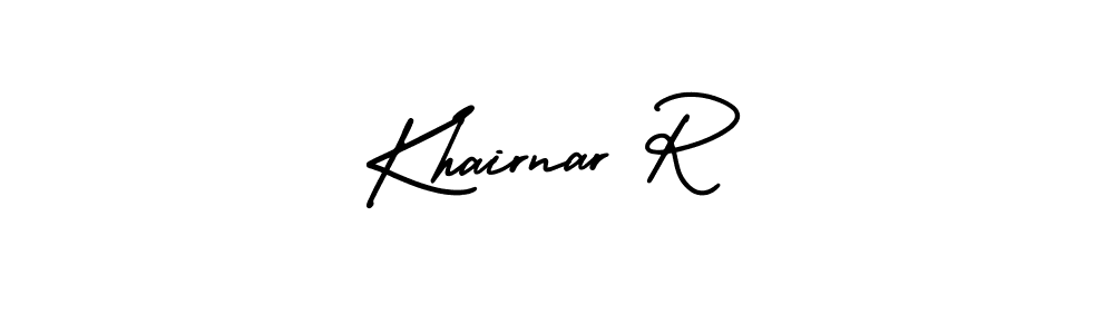 Similarly AmerikaSignatureDemo-Regular is the best handwritten signature design. Signature creator online .You can use it as an online autograph creator for name Khairnar R. Khairnar R signature style 3 images and pictures png
