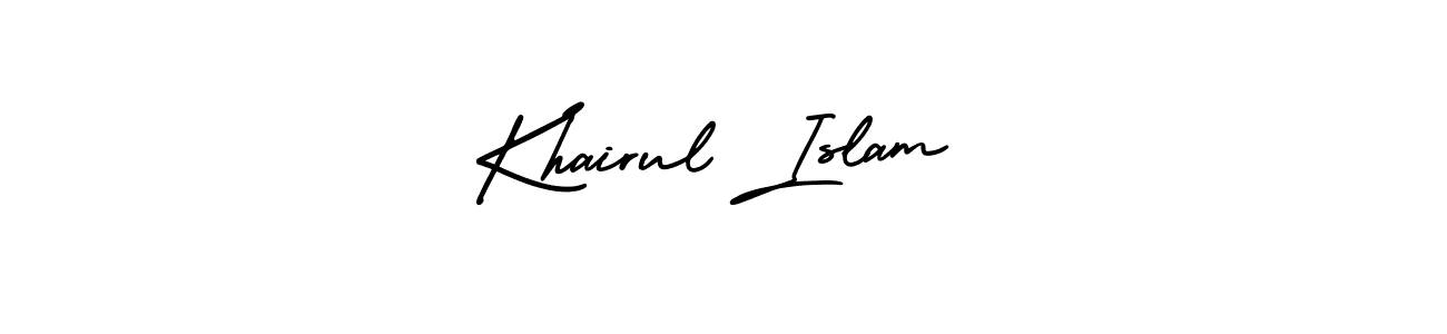 This is the best signature style for the Khairul Islam name. Also you like these signature font (AmerikaSignatureDemo-Regular). Mix name signature. Khairul Islam signature style 3 images and pictures png