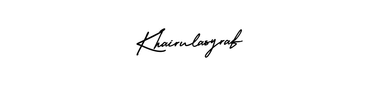 How to make Khairulasyraf name signature. Use AmerikaSignatureDemo-Regular style for creating short signs online. This is the latest handwritten sign. Khairulasyraf signature style 3 images and pictures png