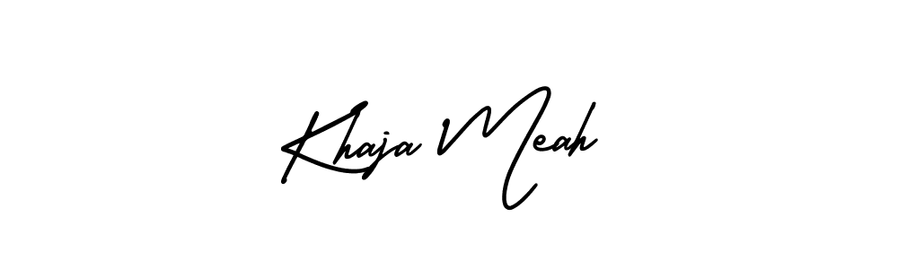 You should practise on your own different ways (AmerikaSignatureDemo-Regular) to write your name (Khaja Meah) in signature. don't let someone else do it for you. Khaja Meah signature style 3 images and pictures png
