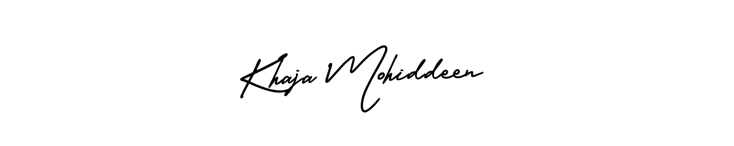 You should practise on your own different ways (AmerikaSignatureDemo-Regular) to write your name (Khaja Mohiddeen) in signature. don't let someone else do it for you. Khaja Mohiddeen signature style 3 images and pictures png
