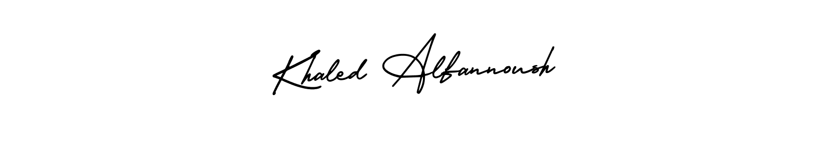 if you are searching for the best signature style for your name Khaled Alfannoush. so please give up your signature search. here we have designed multiple signature styles  using AmerikaSignatureDemo-Regular. Khaled Alfannoush signature style 3 images and pictures png