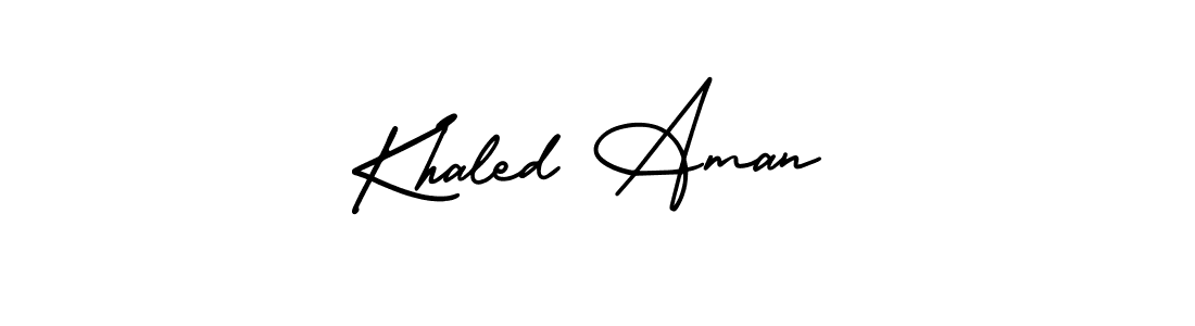 How to make Khaled Aman name signature. Use AmerikaSignatureDemo-Regular style for creating short signs online. This is the latest handwritten sign. Khaled Aman signature style 3 images and pictures png