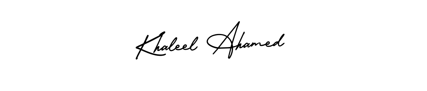 Khaleel Ahamed stylish signature style. Best Handwritten Sign (AmerikaSignatureDemo-Regular) for my name. Handwritten Signature Collection Ideas for my name Khaleel Ahamed. Khaleel Ahamed signature style 3 images and pictures png