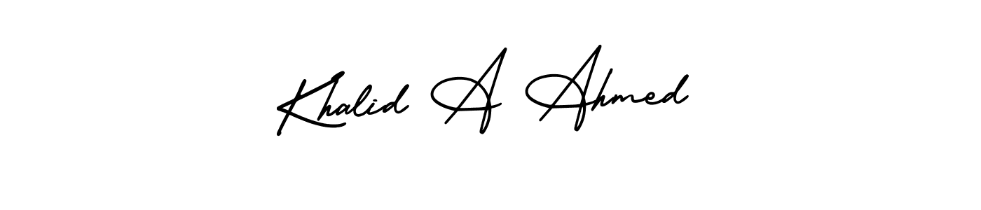 Make a beautiful signature design for name Khalid A Ahmed. With this signature (AmerikaSignatureDemo-Regular) style, you can create a handwritten signature for free. Khalid A Ahmed signature style 3 images and pictures png