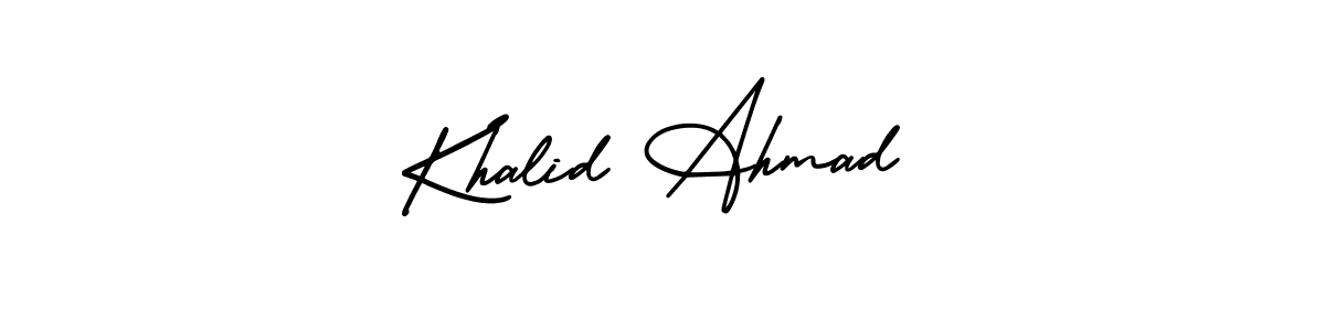 How to make Khalid Ahmad name signature. Use AmerikaSignatureDemo-Regular style for creating short signs online. This is the latest handwritten sign. Khalid Ahmad signature style 3 images and pictures png