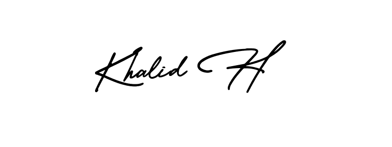 The best way (AmerikaSignatureDemo-Regular) to make a short signature is to pick only two or three words in your name. The name Khalid H include a total of six letters. For converting this name. Khalid H signature style 3 images and pictures png