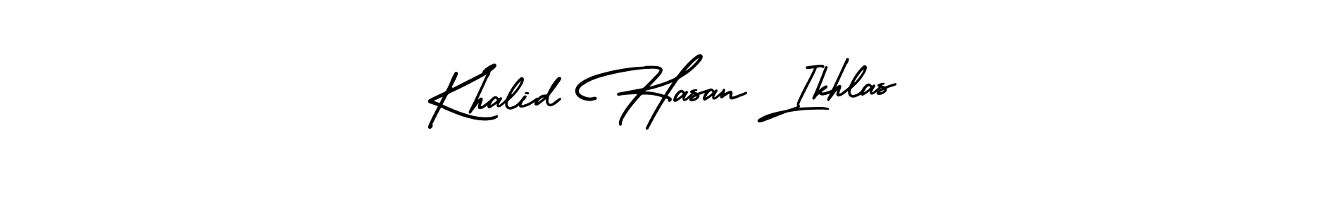 How to make Khalid Hasan Ikhlas signature? AmerikaSignatureDemo-Regular is a professional autograph style. Create handwritten signature for Khalid Hasan Ikhlas name. Khalid Hasan Ikhlas signature style 3 images and pictures png
