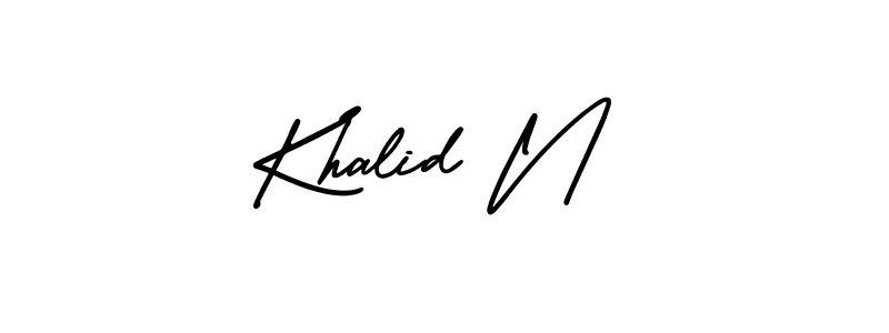 Use a signature maker to create a handwritten signature online. With this signature software, you can design (AmerikaSignatureDemo-Regular) your own signature for name Khalid N. Khalid N signature style 3 images and pictures png