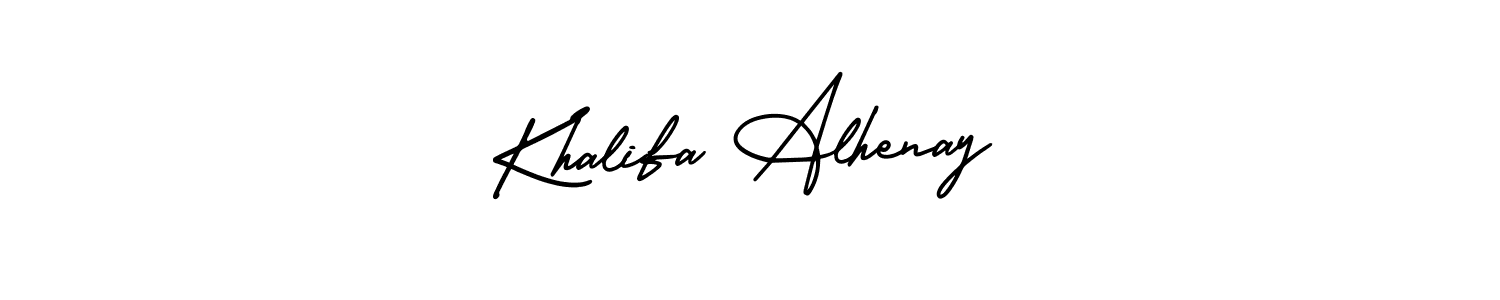 The best way (AmerikaSignatureDemo-Regular) to make a short signature is to pick only two or three words in your name. The name Khalifa Alhenay include a total of six letters. For converting this name. Khalifa Alhenay signature style 3 images and pictures png