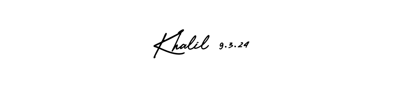 Use a signature maker to create a handwritten signature online. With this signature software, you can design (AmerikaSignatureDemo-Regular) your own signature for name Khalil 9.3.24. Khalil 9.3.24 signature style 3 images and pictures png