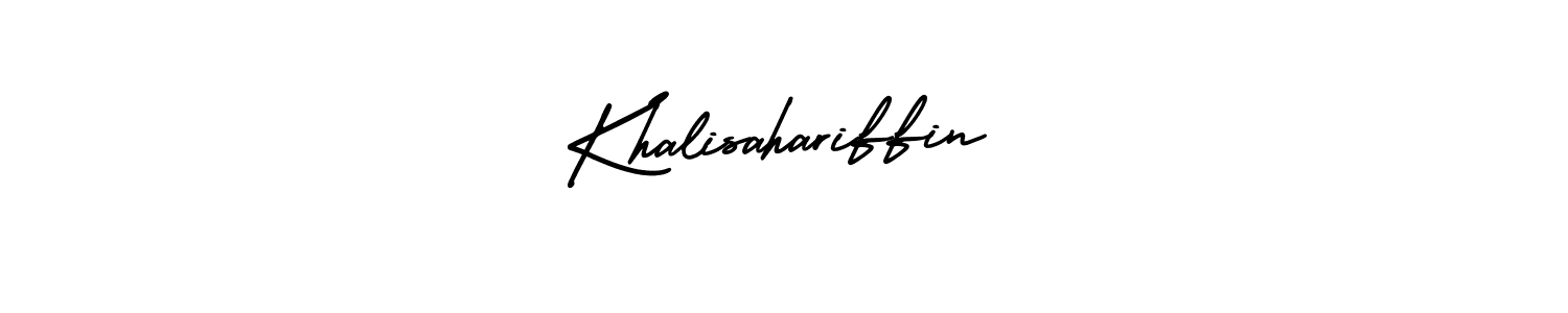 if you are searching for the best signature style for your name Khalisahariffin. so please give up your signature search. here we have designed multiple signature styles  using AmerikaSignatureDemo-Regular. Khalisahariffin signature style 3 images and pictures png