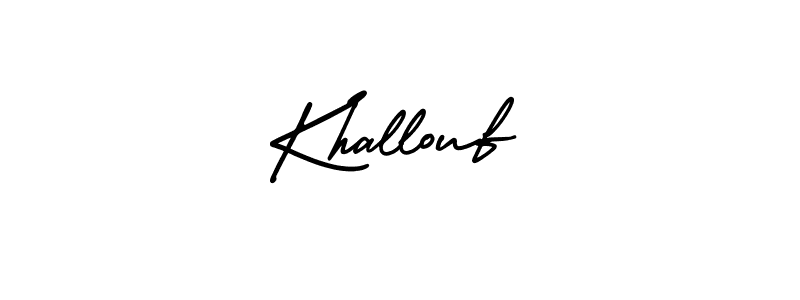 Also You can easily find your signature by using the search form. We will create Khallouf name handwritten signature images for you free of cost using AmerikaSignatureDemo-Regular sign style. Khallouf signature style 3 images and pictures png