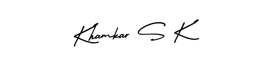 Create a beautiful signature design for name Khamkar S K. With this signature (AmerikaSignatureDemo-Regular) fonts, you can make a handwritten signature for free. Khamkar S K signature style 3 images and pictures png
