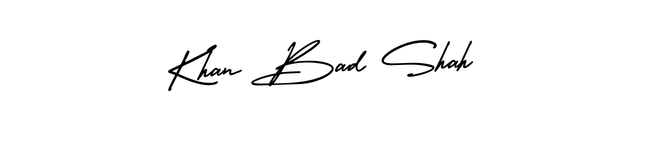 You should practise on your own different ways (AmerikaSignatureDemo-Regular) to write your name (Khan Bad Shah) in signature. don't let someone else do it for you. Khan Bad Shah signature style 3 images and pictures png