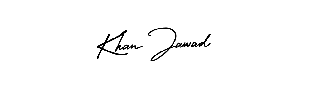 You should practise on your own different ways (AmerikaSignatureDemo-Regular) to write your name (Khan Jawad) in signature. don't let someone else do it for you. Khan Jawad signature style 3 images and pictures png
